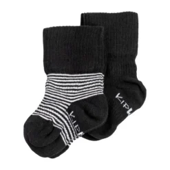KipKep Blijf-Sokjes Black Stripes 0-6mnd 2-Pack 0-6 maanden