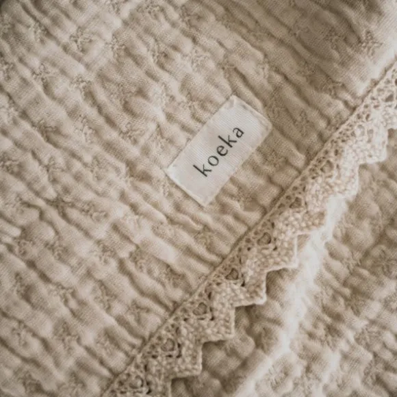 Koeka Ledikantdeken Lace Elba Natural 100 x 150 cm