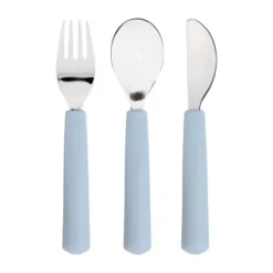 Lässig Bestek With Silicone Handle Happy Rascals Smile Sky Blue 3pcs