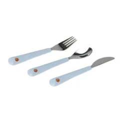 Lässig Bestek With Silicone Handle Happy Rascals Smile Sky Blue 3pcs
