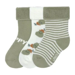 Lässig Terry Socks GOTS - 3-pack - Pear Light Khaki - Maat 15-18
