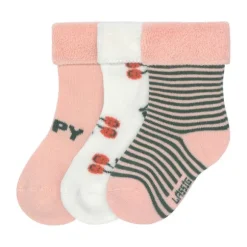 Lässig Terry Socks GOTS - 3-pack - Cherry Peach - Maat 12-14