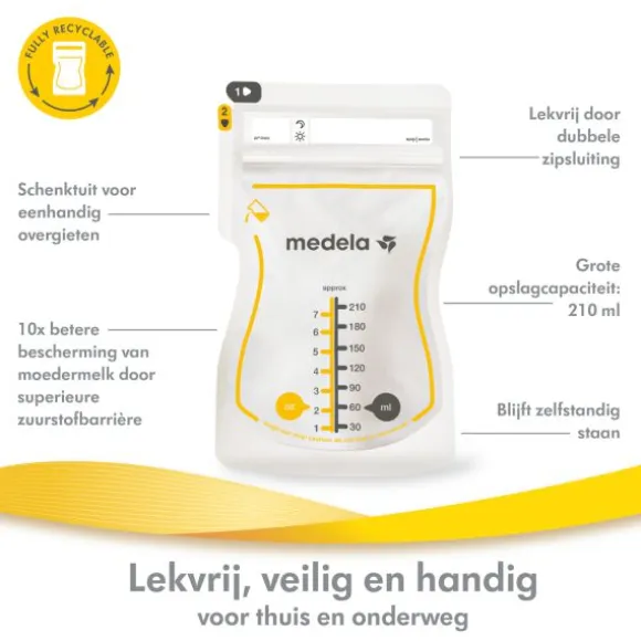 Medela Moedermelkbewaarzakjes Met Schenktuit 210ml 50st
