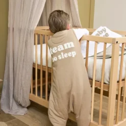 Meyco Baby Slaapzak Jumper Winter Slub Met Team No Sleep Applicatie Taupe / Offwhite 80 cm