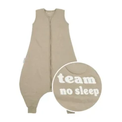 Meyco Baby Slaapzak Jumper Winter Slub Met Team No Sleep Applicatie Taupe / Offwhite 80 cm