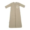 Meyco Baby Slaapzak Met Afritsbare Mouwen Slub Met Smile Applicatie Taupe / Offwhite 90 cm