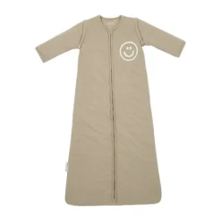 Meyco Baby Slaapzak Met Afritsbare Mouwen Slub Met Smile Applicatie Taupe / Offwhite 110 cm