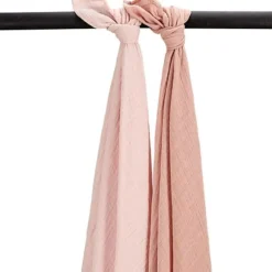 Meyco Baby Uni Swaddle - 2 Stuks - Pre-Washed Hydrofiel - 120 x 120 cm Soft Rose/Rose