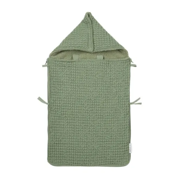 Meyco Baby Voetenzak Wafel Teddy Olive Green 40 x 82 cm