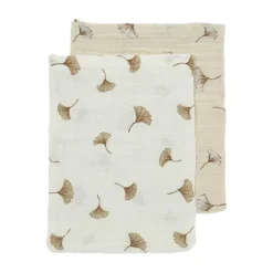 Meyco Baby Washandjes - Gingko - 2-pack - Offwhite/Soft Sand - 20x17 cm