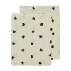 Meyco Baby Washandjes - Sweet Heart - 2-pack - Soft Sand/Black - 20x17 cm