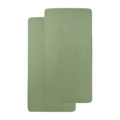 Meyco Baby Wieghoeslaken Uni Olive Green 40 x 80 / 90 cm 2-Pack
