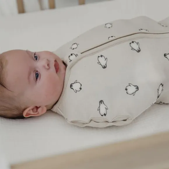 Meyco Cocoon Inbakerslaapzak - 70 cm - Penguin - Soft Sand