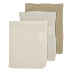 Meyco Hydrofiele Washandjes - 3 stuks - 20x17cm - Natural / Jeans Blue / Indigo
