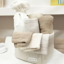 Meyco Hydrofiele Washandjes - 3 stuks - 20x17cm - Natural / Jeans Blue / Indigo