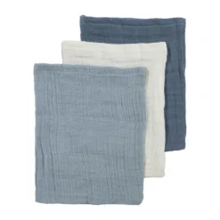Meyco Hydrofiele Washandjes - 3 stuks - 20x17cm - Natural / Jeans Blue / Indigo