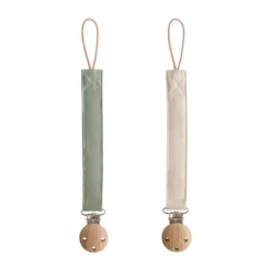 Mushie Speenkoord Linnen Olive/Shifting Sand 2-Pack