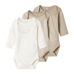 Name It Romper 3-Pack - Dolphin - Pure Cashmere - Maat 56