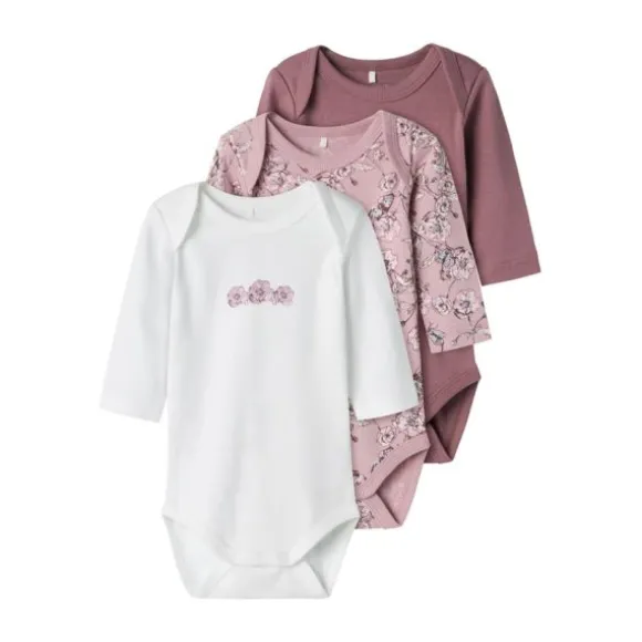 Name It Romper 3-Pack - Dolphin - Pure Cashmere - Maat 56