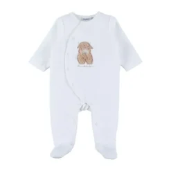Noukie's F&O Pyjama Met Borduursel - 00 Mnd - Velours - Wit