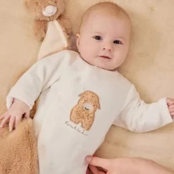 Noukie's F&O Pyjama Met Borduursel - 00 Mnd - Velours - Wit