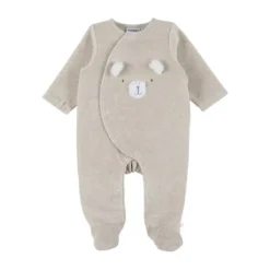 Noukie's F&O Pyjama Met Borduursel - 00 Mnd - Velours - Beige