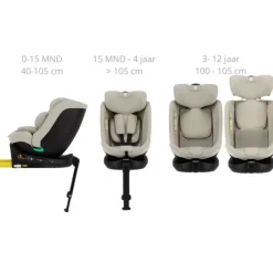 Puck Autostoel JUNE-sand Draaibaar Groep 0/1/2/3 (40-150 cm)