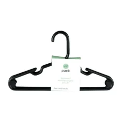 Puck Kledinghanger Kunststof Zwart (8 stuks)