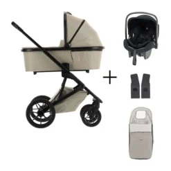 Qute Q-Rider Plus Kinderwagen - Denim Blue | Kidsriver Curve Autostoel - Black