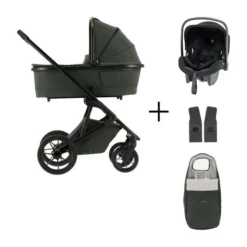 Qute Q-Rider Plus Kinderwagen - Denim Blue | Kidsriver Curve Autostoel - Black