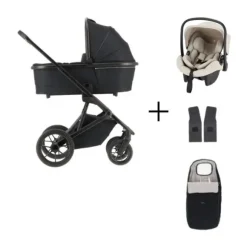 Qute Q-Rider Plus Kinderwagen - Denim Blue | Kidsriver Curve Autostoel - Black
