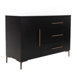 TWF Ledikant 60 x 120 - Commode 3 Laden - Hanglegkast 2 Deuren 1 Lade Modena Metaal