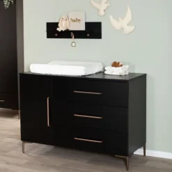 TWF Ledikant 60 x 120 - Commode 3 Laden - Hanglegkast 2 Deuren 1 Lade Modena Metaal