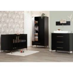 TWF Ledikant 60 x 120 - Commode 3 Laden - Hanglegkast 2 Deuren 1 Lade Modena Metaal