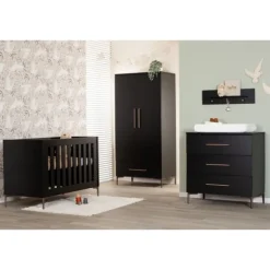 TWF Ledikant 60 x 120 - Commode 3 Laden - Hanglegkast 2 Deuren 1 Lade Modena Metaal