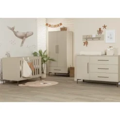 TWF Ledikant 60 x 120 - Commode 3 Laden - Hanglegkast 2 Deuren 1 Lade Salerno Metaal
