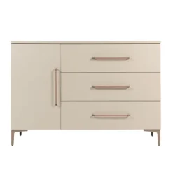 TWF Ledikant 60 x 120 - Commode 3 Laden - Hanglegkast 2 Deuren 1 Lade Salerno Metaal