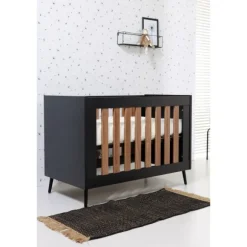TWF Ledikant 60x120 - Commode - Hanglegkast 2-deurs Retro Black