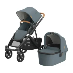 UPPAbaby Kinderwagen 2-in-1 Vista V3 Dillan Stone Blue Met Carbon Frame En Sand Leather
