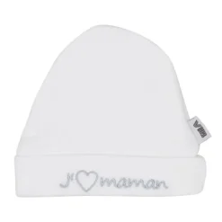 VIB Babymuts Rond - J'adore Maman - Wit/Grijs