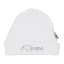 VIB Babymuts Rond - J'adore Papa - Wit/Grijs