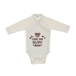 VIB Love You BEARY Much Overslag Romper - 0-3 Mnd - Beige
