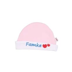 VIB Muts Rond Famke Roze-Wit 0-3mnd